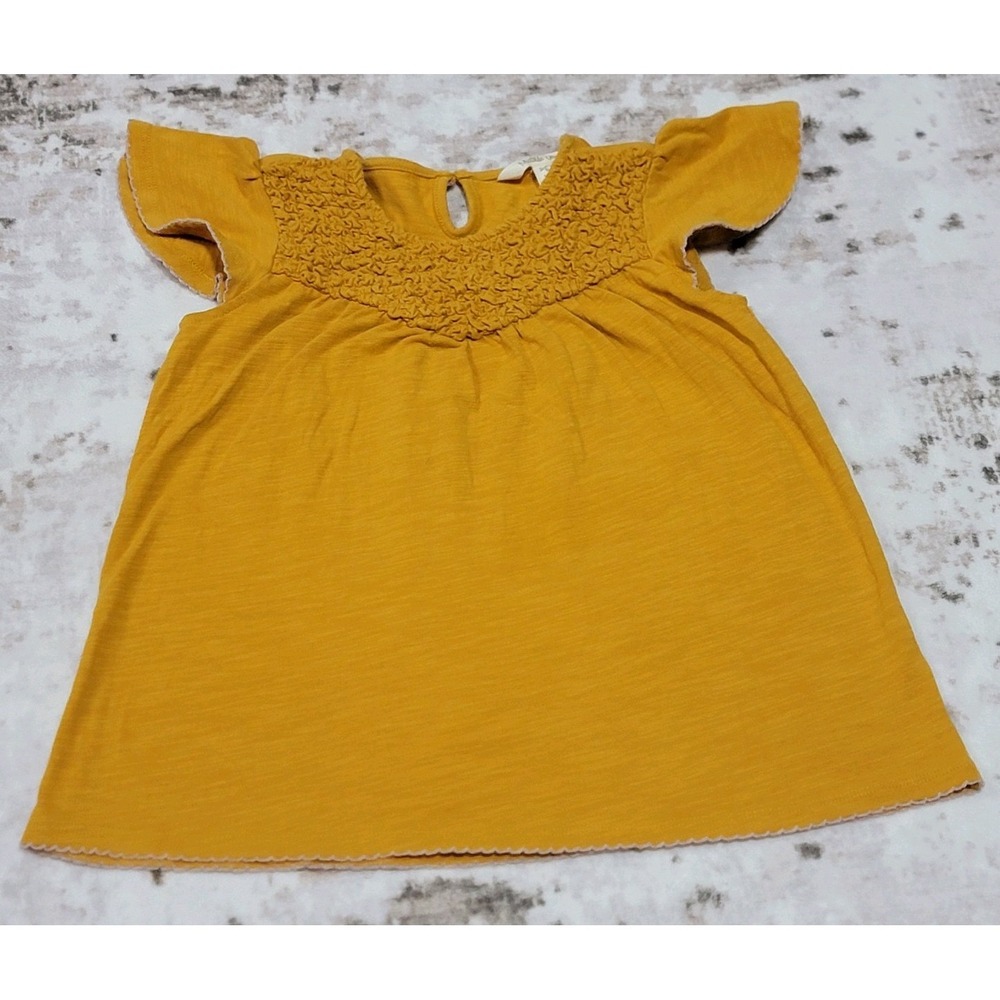Matilda Jane Golden Hour Heart to Heart Smocked Top Girls Size 6 EUC Yellow